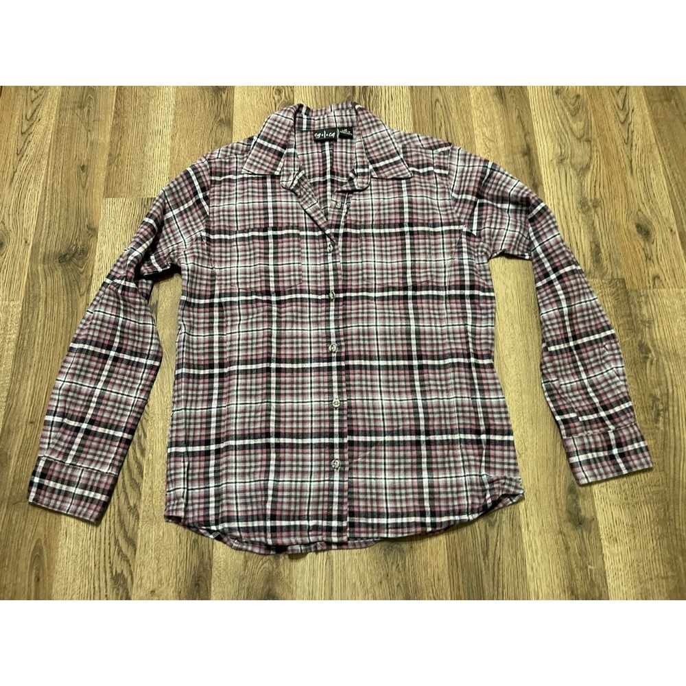Cg.l.cg Shirt, Women's Size Medium, Pink Black White, Plaid, Button Up